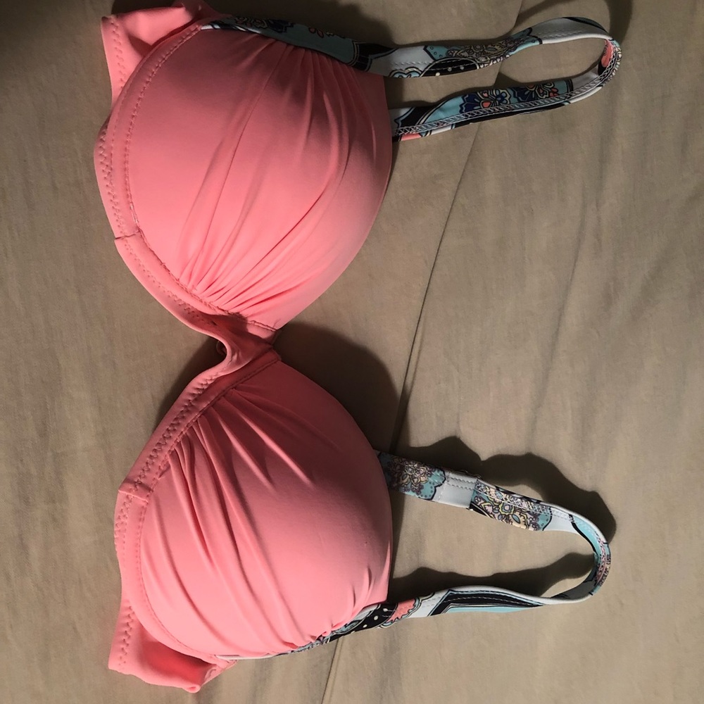 Soft coral/ pink push up and padded bikini top